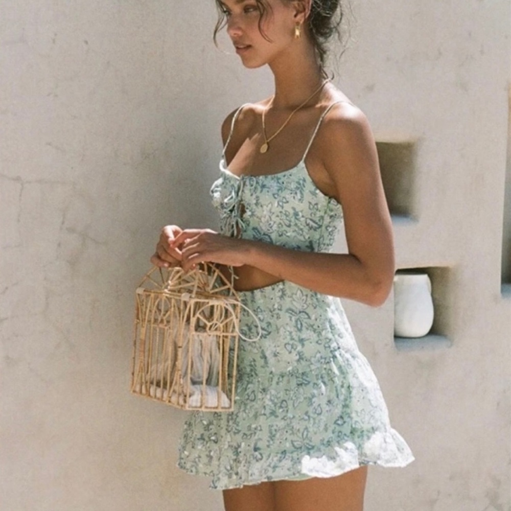 Sabo Skirt Mint Floral Mini Dress